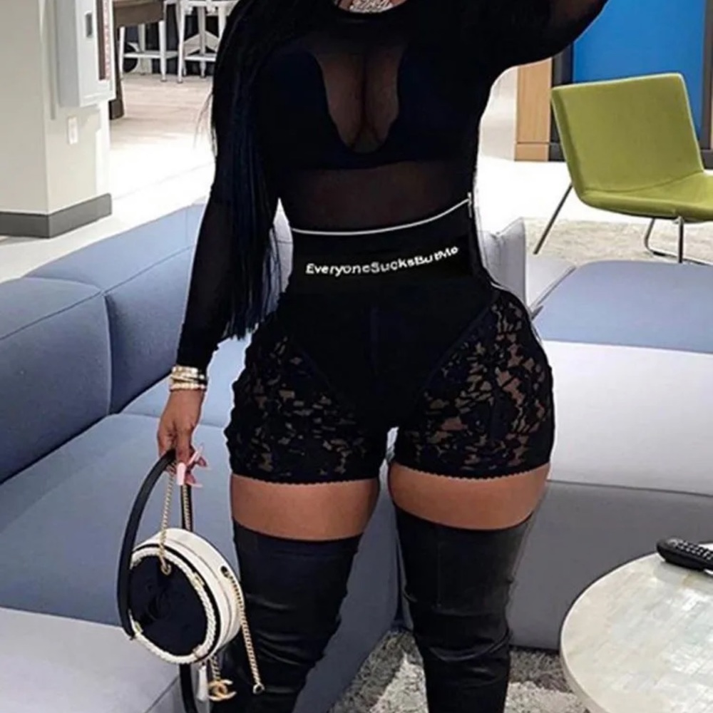 Everyone Sucks But Me Black Lace Shorts
